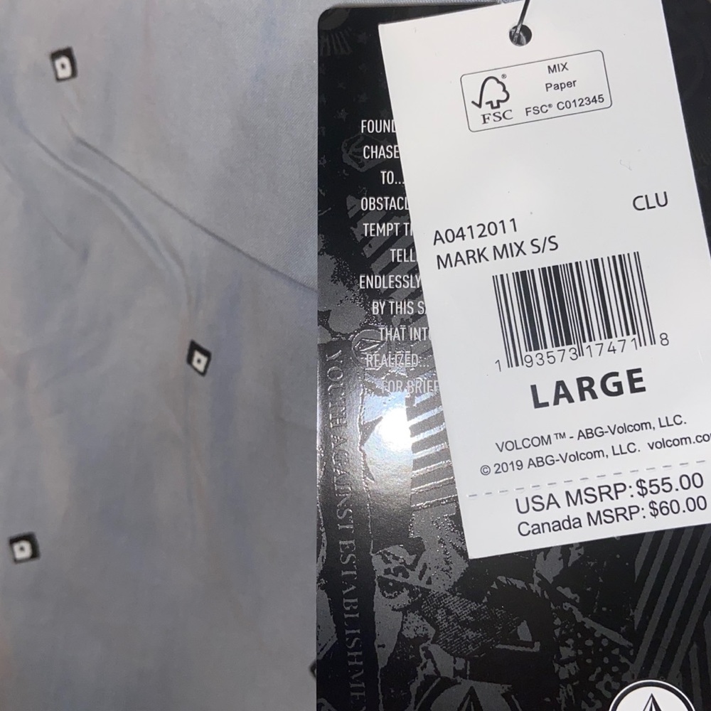 Volcom Sky Blue Patterned Button Down Shirt - image 2